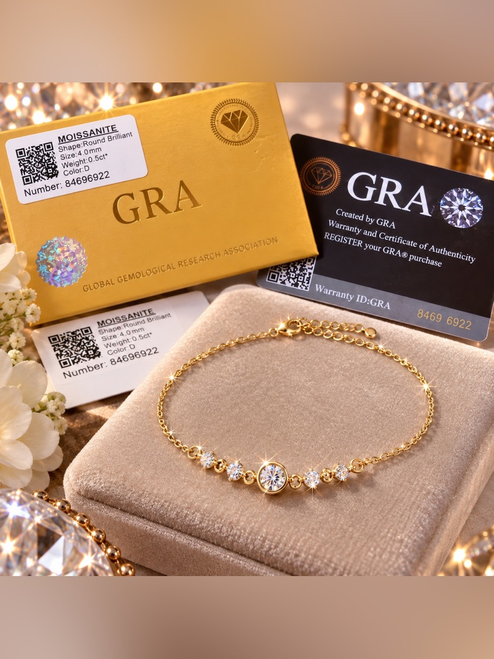 Moissanite Delicate Gold Tone Bracelet 💛